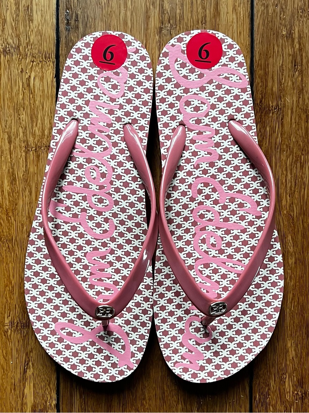 Sam Edelman Gracie Geometric Blush Pink Flip Flop Sandals Size 6